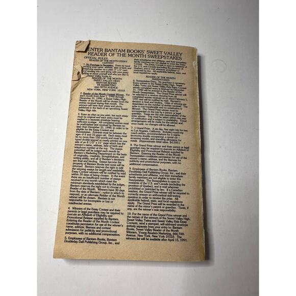 Sweet Valley High 1ST Edition First Print Book #66 Who's To Blame Vintage 1980's - Picture 8 of 9